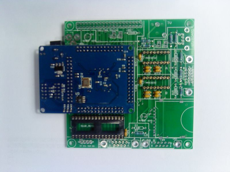 File:Altera EP2C5T144C8N FPGA Mini-Development PCB tempararily mounted upside down on an interface PCB created just for this purpose.jpeg